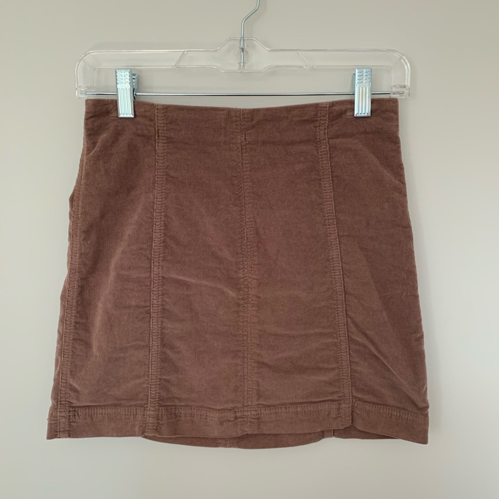 Free People Modern Femme Cord Mini Skirt Neutral